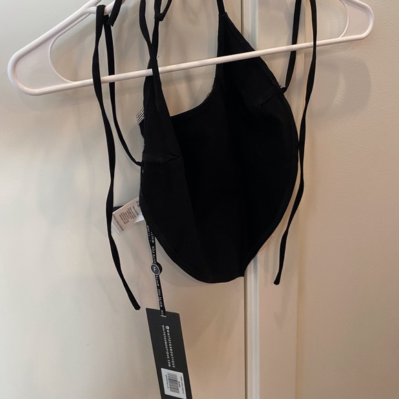 White fox boutique black cropped sparkle top / first look cropped top - Picture 3 of 3